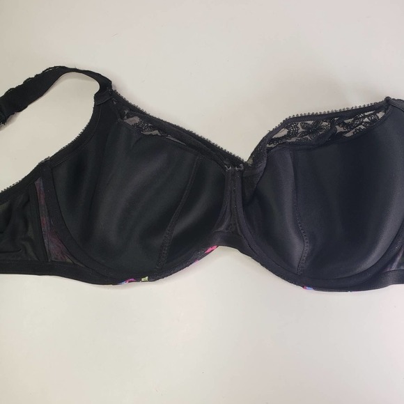 Cacique Floral Underwire Bra 44DDD Black‎ Pink Purple Lace - Picture 7 of 9